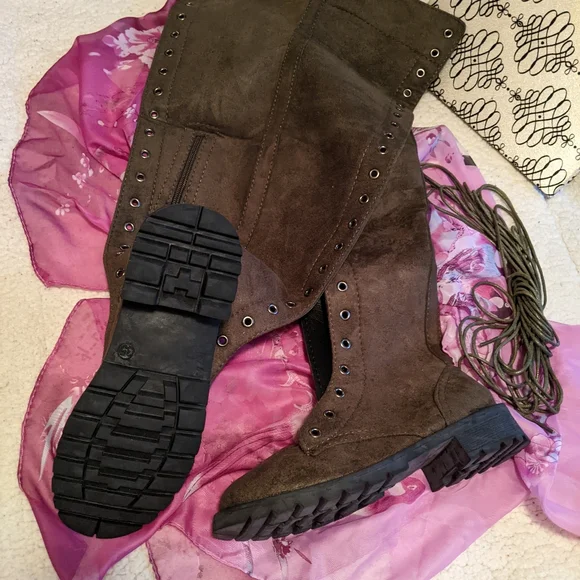 Faux Suede Knee High Boots - Picture 2 of 6